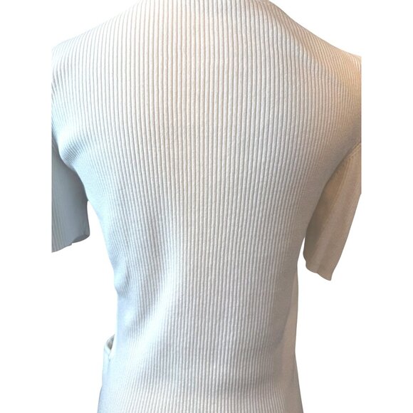 ZARA Medium White Ribbed Knit Top Waist Cutout - Picture 11 of 11